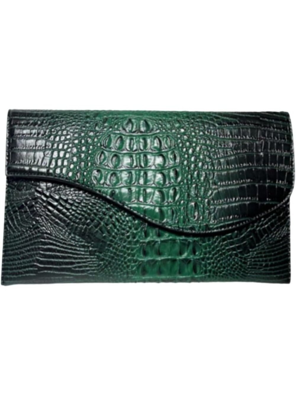 Women's Green Vegan Leather Crocodile Clutch Purse Evening Crossbody Bags